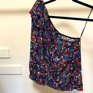 J. Crew one shoulder star print